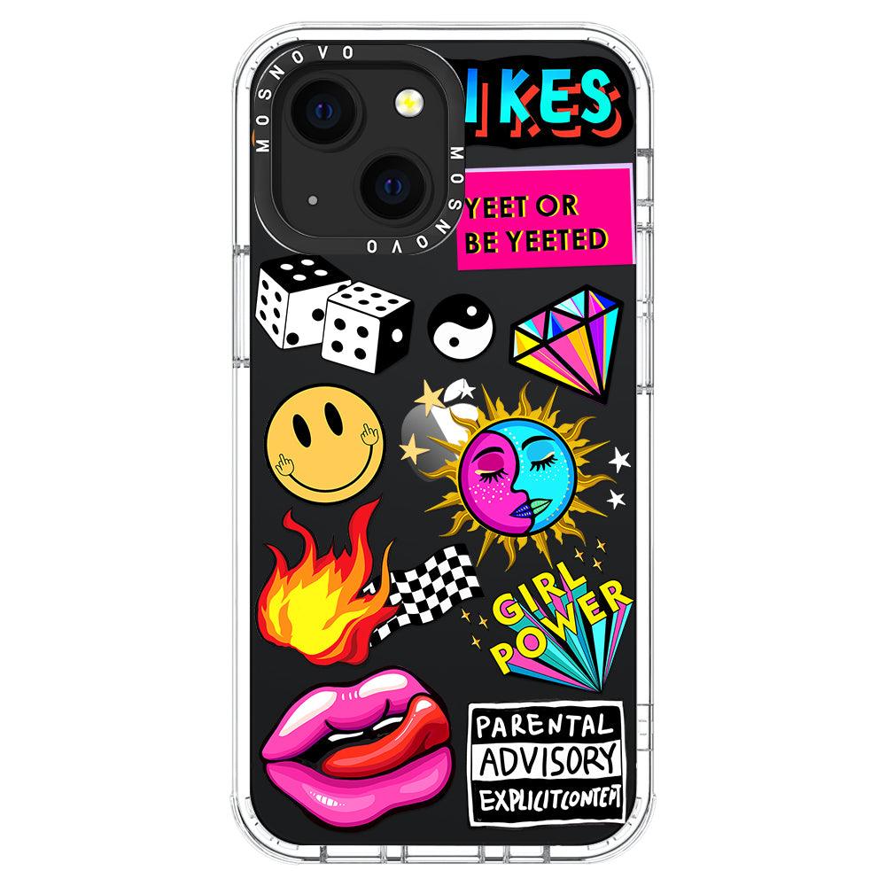 Funky Stickers Phone Case - iPhone 13 Mini Case - MOSNOVO