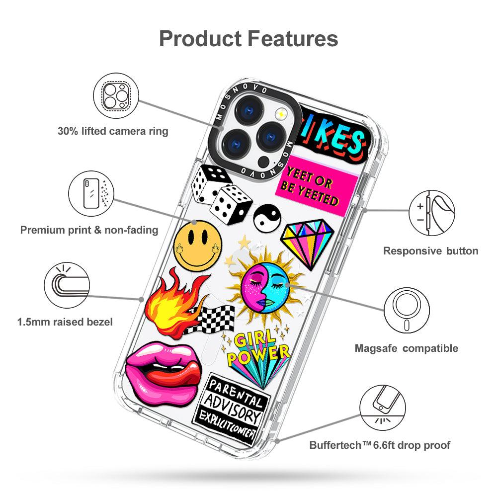 Funky Stickers Phone Case - iPhone 13 Pro Max Case - MOSNOVO