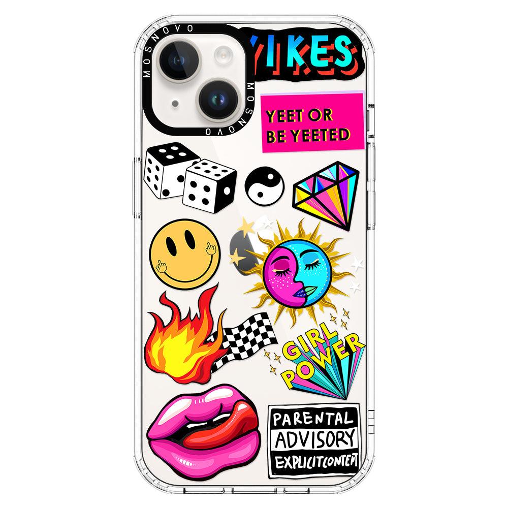 Funky Stickers Phone Case - iPhone 14 Plus Case - MOSNOVO