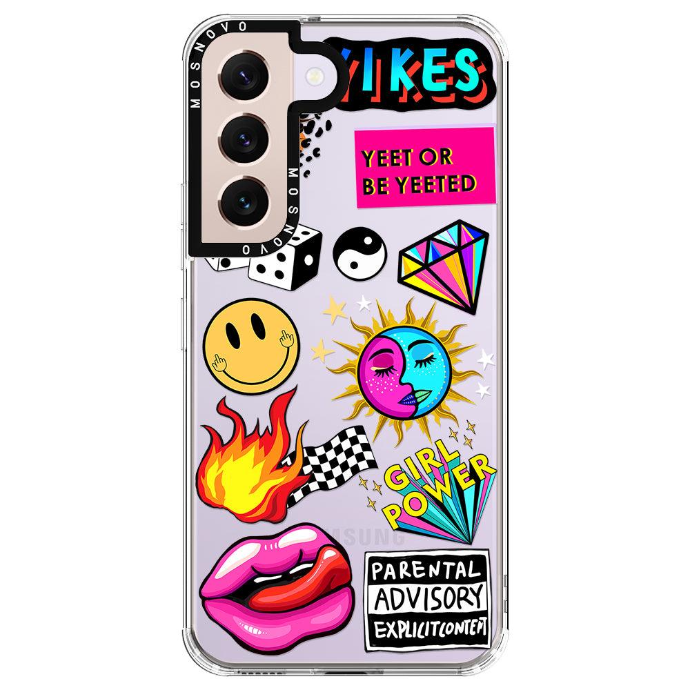Funky Stickers Phone Case - Samsung Galaxy S22 Case - MOSNOVO