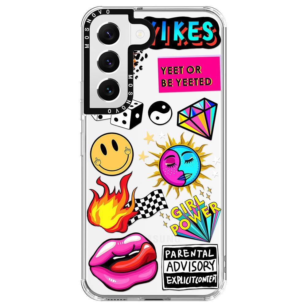 Funky Stickers Phone Case - Samsung Galaxy S22 Plus Case - MOSNOVO