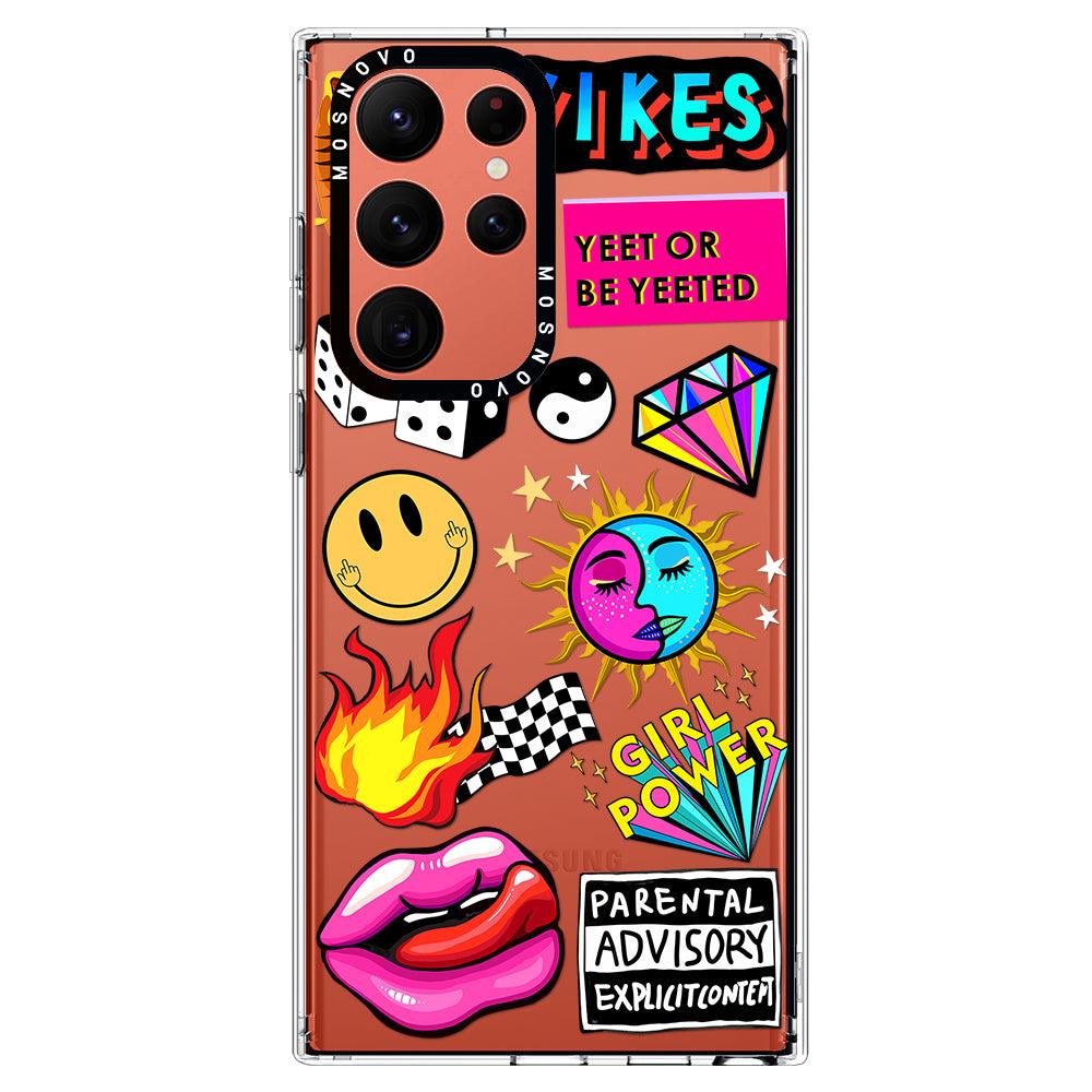 Funky Stickers Phone Case - Samsung Galaxy S22 Ultra Case - MOSNOVO