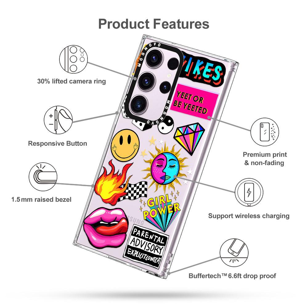 Funky Stickers Phone Case - Samsung Galaxy S23 Ultra Case - MOSNOVO