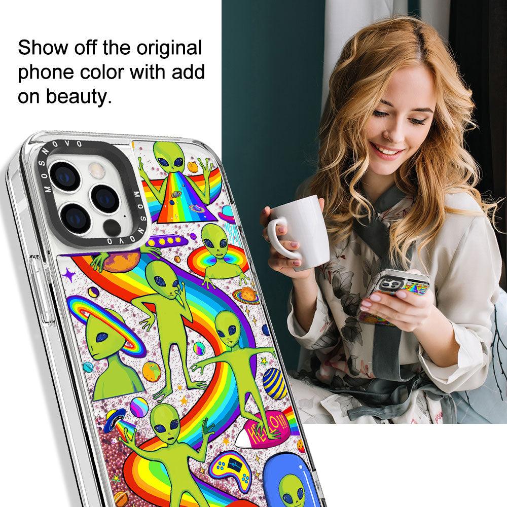 Funny Alien Glitter Phone Case - iPhone 12 Pro Case - MOSNOVO