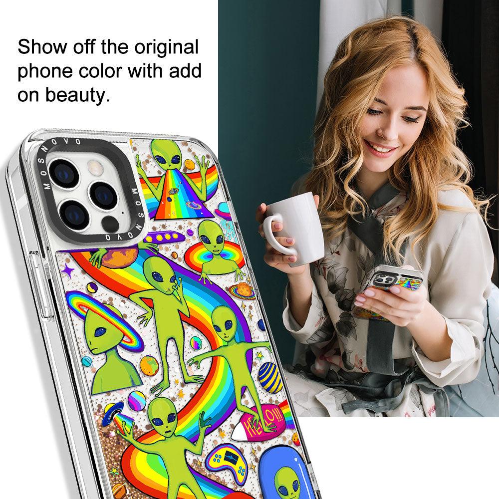 Funny Alien Glitter Phone Case - iPhone 12 Pro Max Case - MOSNOVO