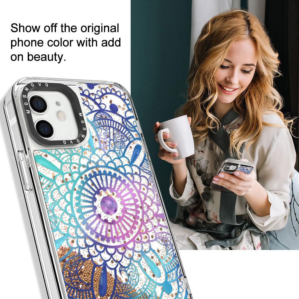 Galaxy Mandala Glitter Phone Case - iPhone 12 Mini Case - MOSNOVO