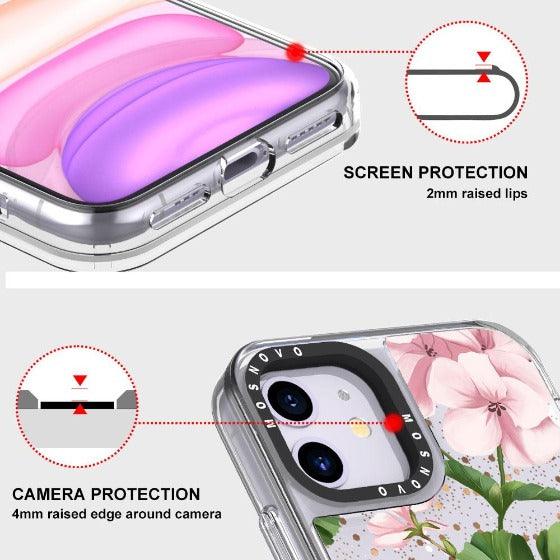 Geranium Glitter Phone Case - iPhone 11 Case - MOSNOVO
