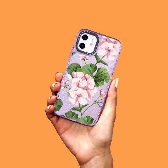 Geranium Glitter Phone Case - iPhone 11 Case - MOSNOVO