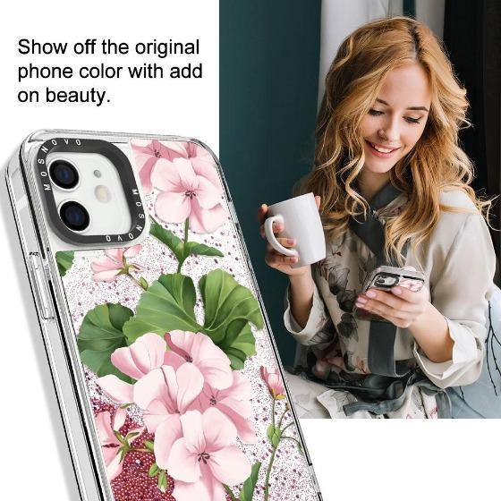 Geranium Glitter Phone Case - iPhone 12 Mini Case - MOSNOVO