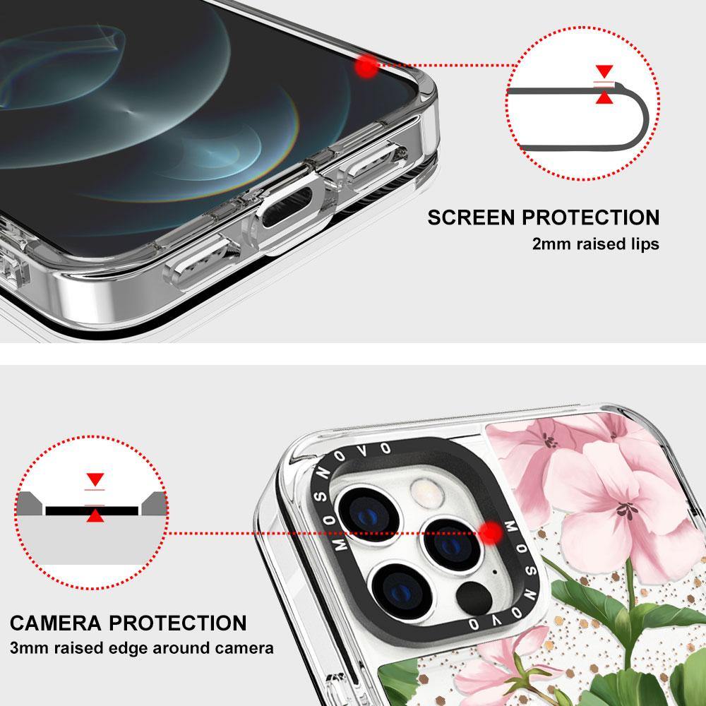 Geranium Glitter Phone Case - iPhone 12 Pro Max Case - MOSNOVO