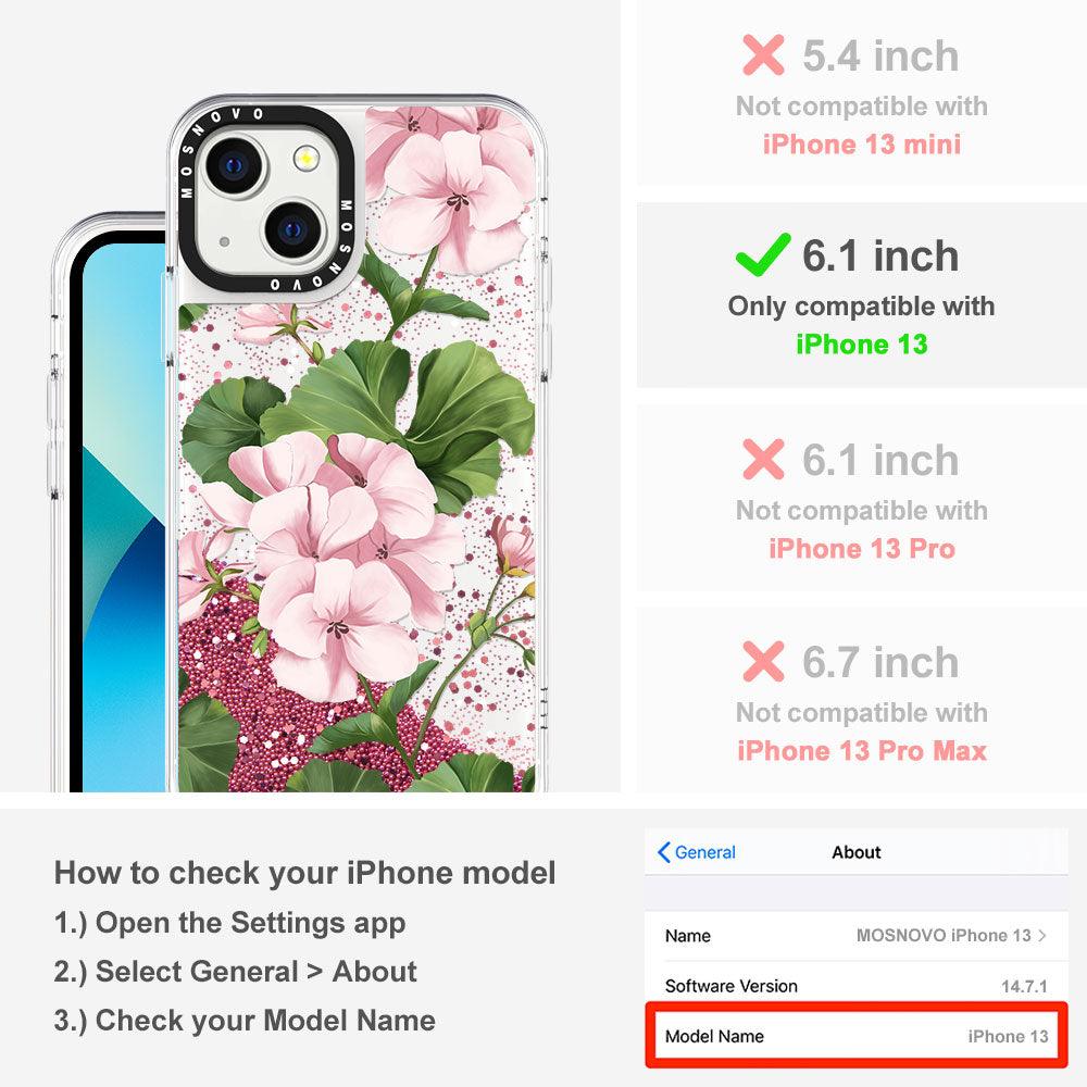 Geranium Glitter Phone Case - iPhone 13 Case - MOSNOVO