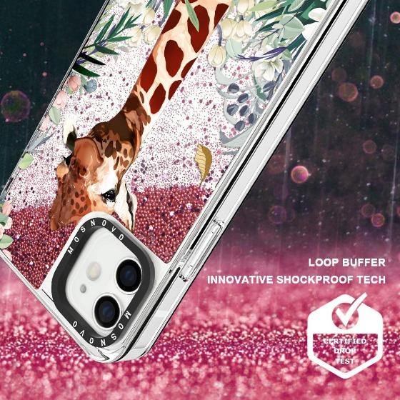 Giraffe In The Garden Glitter Phone Case - iPhone 12 Case - MOSNOVO