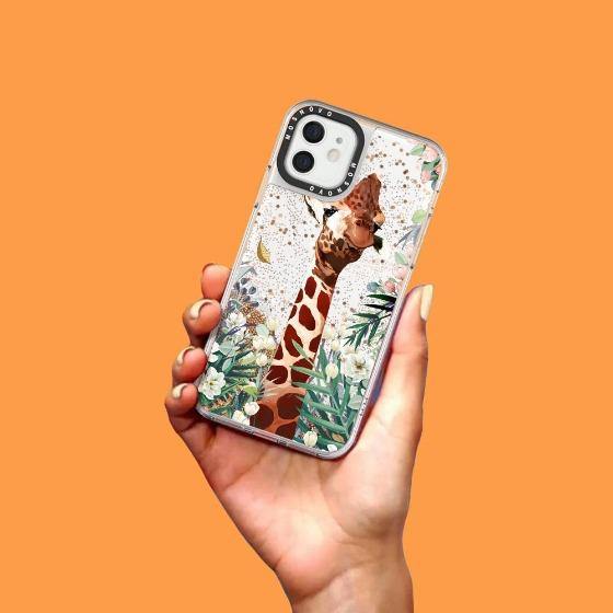 Giraffe In The Garden Glitter Phone Case - iPhone 12 Mini Case - MOSNOVO