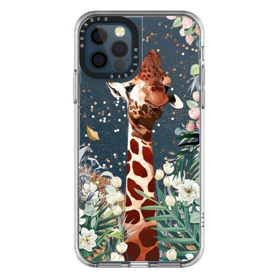 Giraffe In The Garden Glitter Phone Case - iPhone 12 Pro Max Case - MOSNOVO