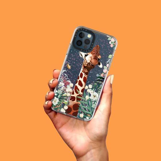 Giraffe In The Garden Glitter Phone Case - iPhone 12 Pro Max Case - MOSNOVO
