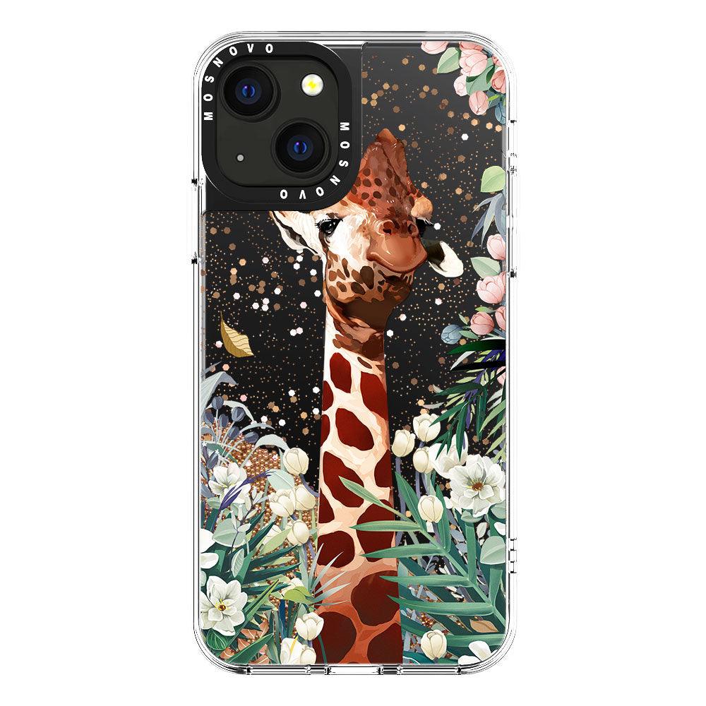 Giraffe In The Garden Glitter Phone Case - iPhone 13 Case - MOSNOVO