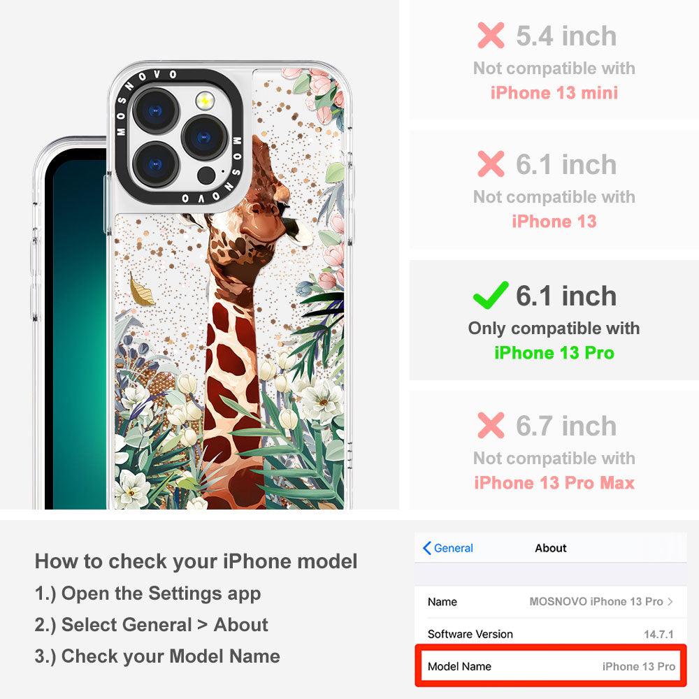 Giraffe In The Garden Glitter Phone Case - iPhone 13 Pro Case - MOSNOVO