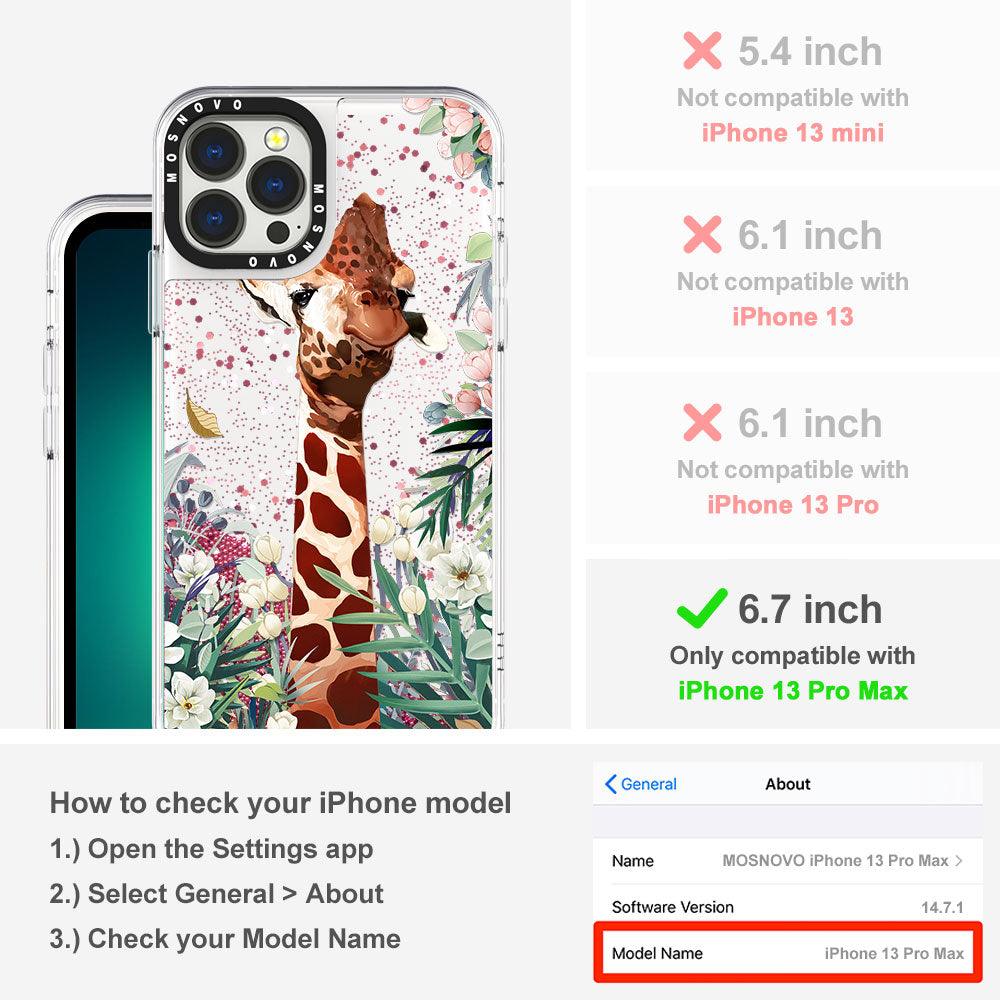 Giraffe In The Garden Glitter Phone Case - iPhone 13 Pro Max Case - MOSNOVO