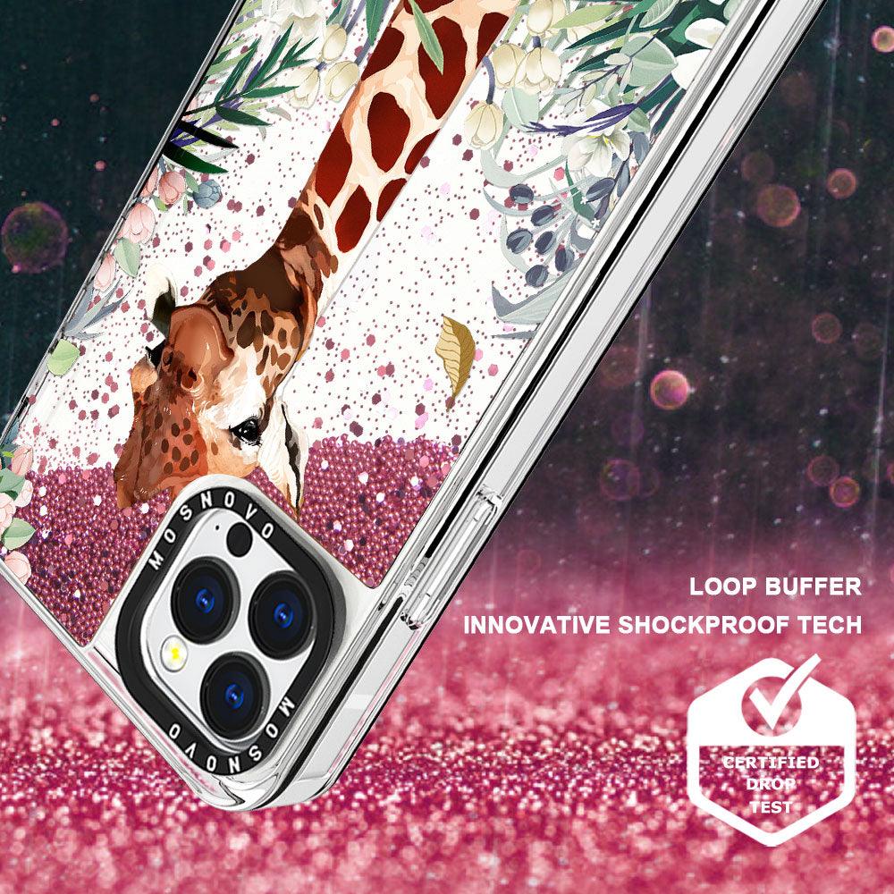 Giraffe In The Garden Glitter Phone Case - iPhone 13 Pro Max Case - MOSNOVO
