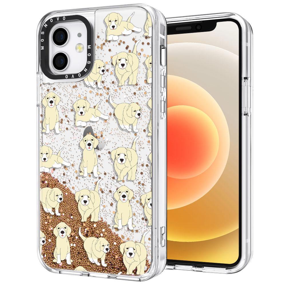 Golden Retriever Glitter Phone Case - iPhone 12 Mini Case - MOSNOVO