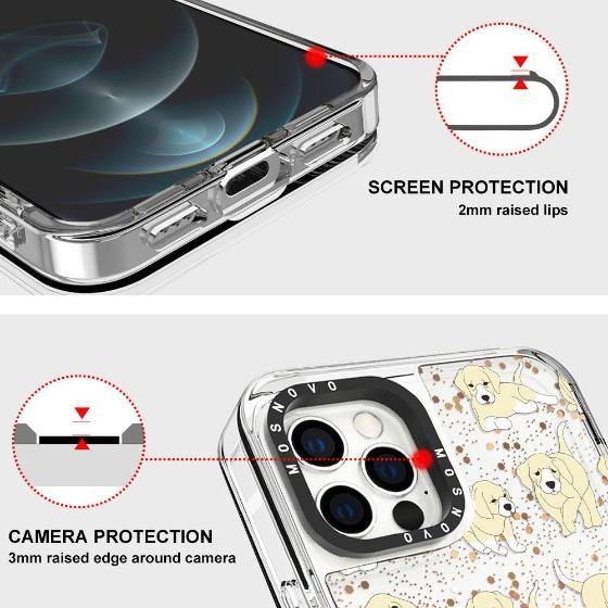Golden Retriever Glitter Phone Case - iPhone 12 Pro Max Case - MOSNOVO