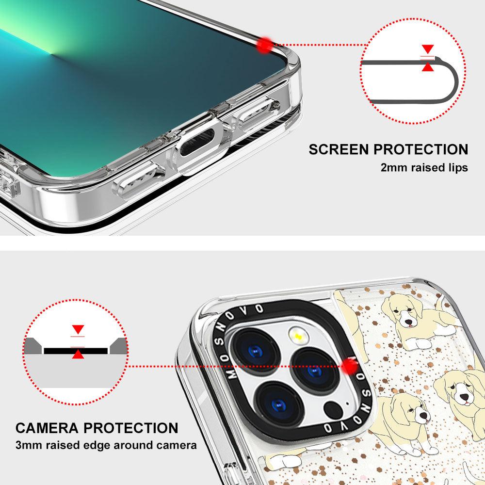Golden Retriever Glitter Phone Case - iPhone 13 Pro Max Case - MOSNOVO