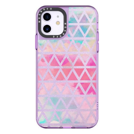 Gradient Triangles Glitter Phone Case - iPhone 11 Case - MOSNOVO