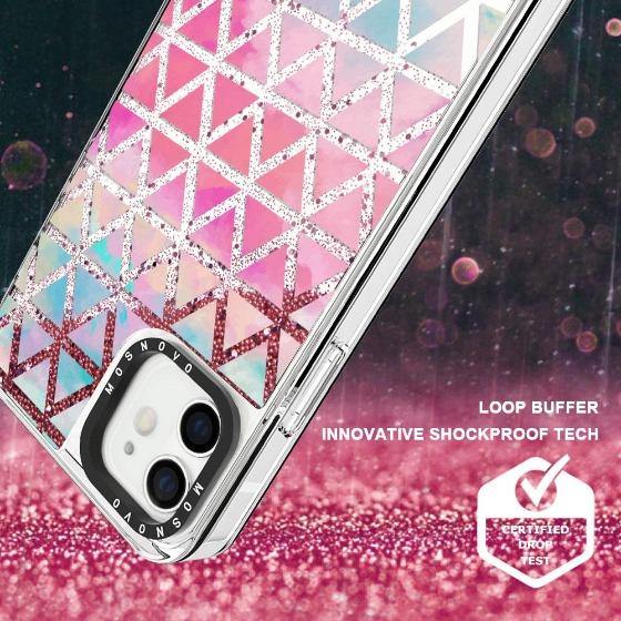 Gradient Triangles Glitter Phone Case - iPhone 12 Case - MOSNOVO