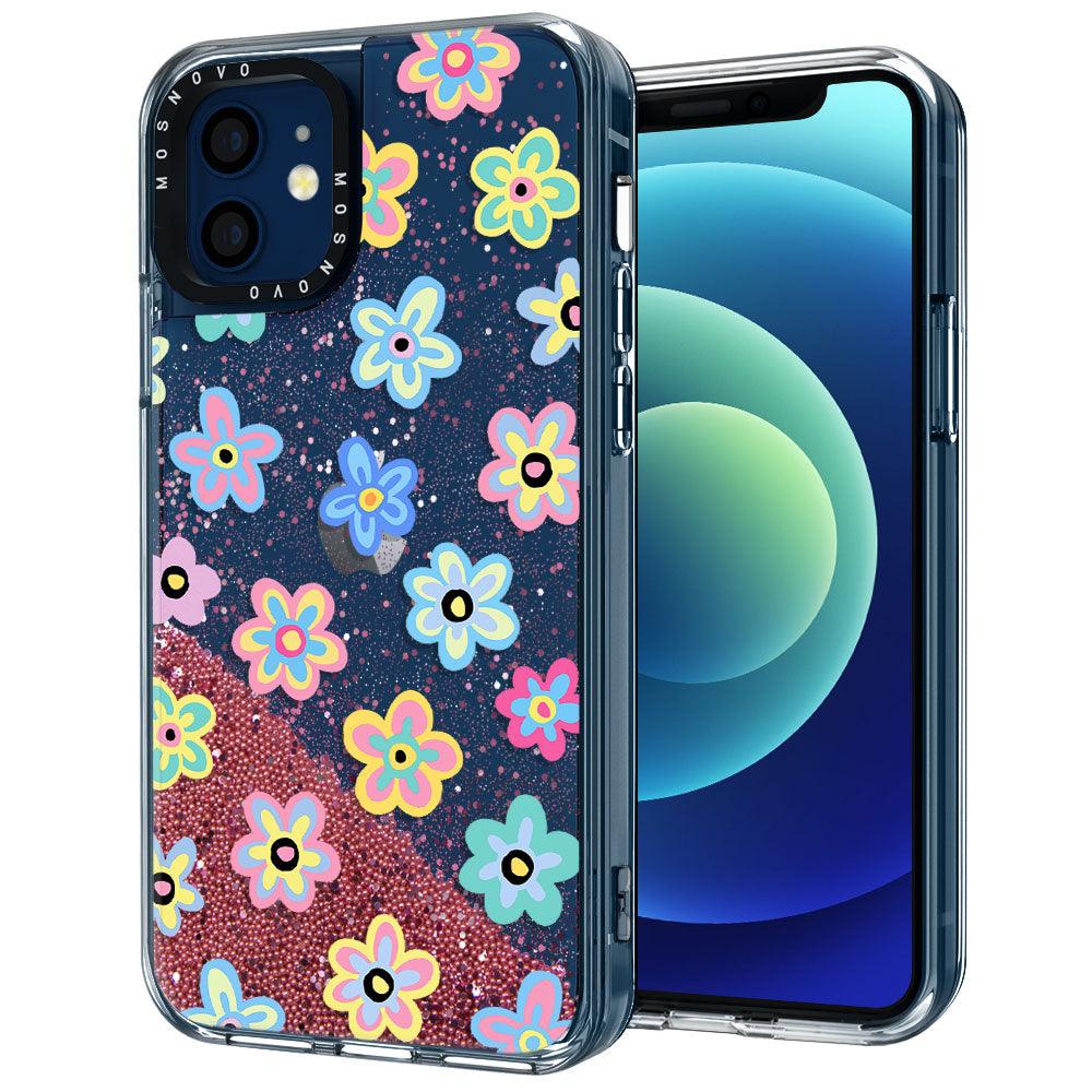 Groovy Flower Glitter Phone Case - iPhone 12 Case - MOSNOVO