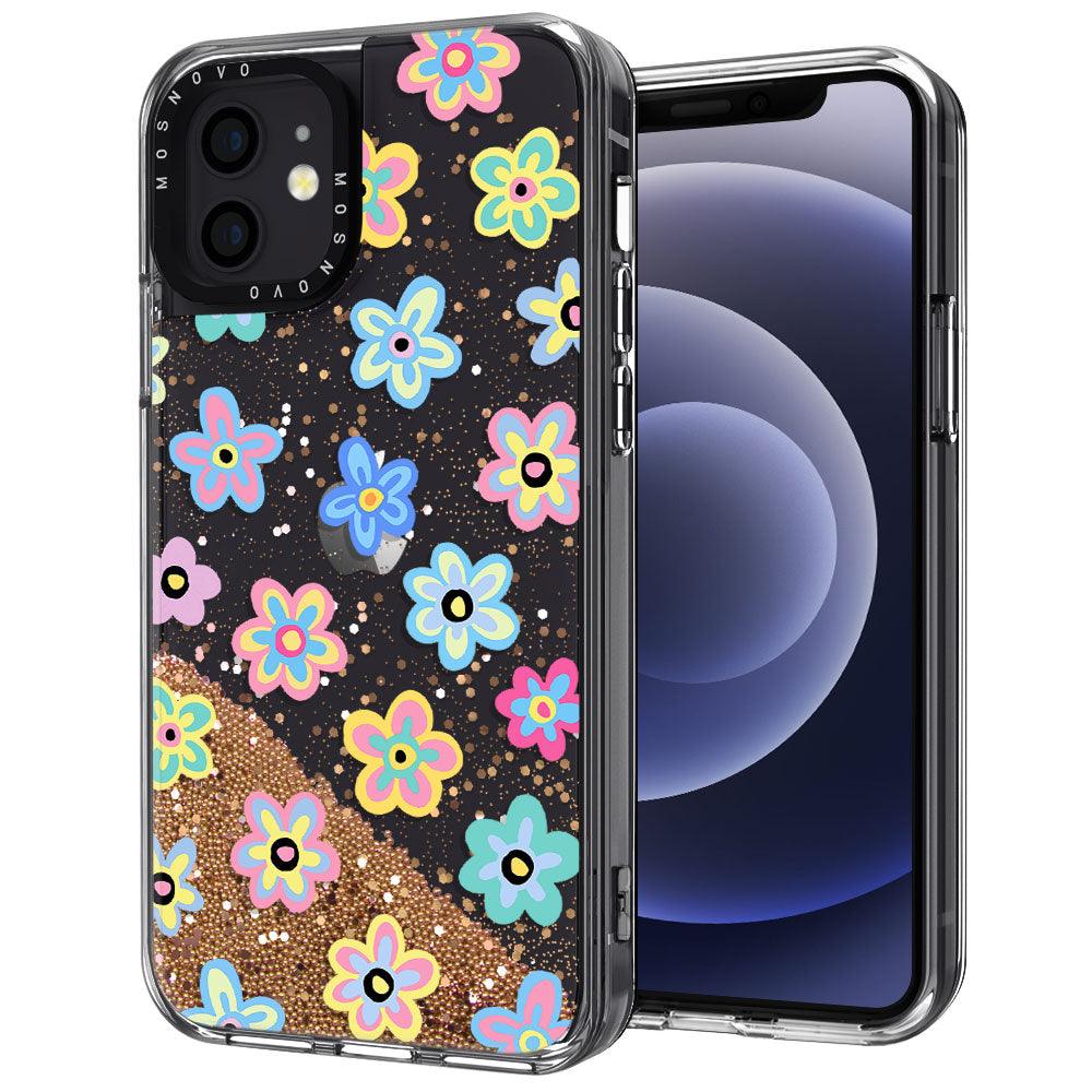 Groovy Flower Glitter Phone Case - iPhone 12 Case - MOSNOVO