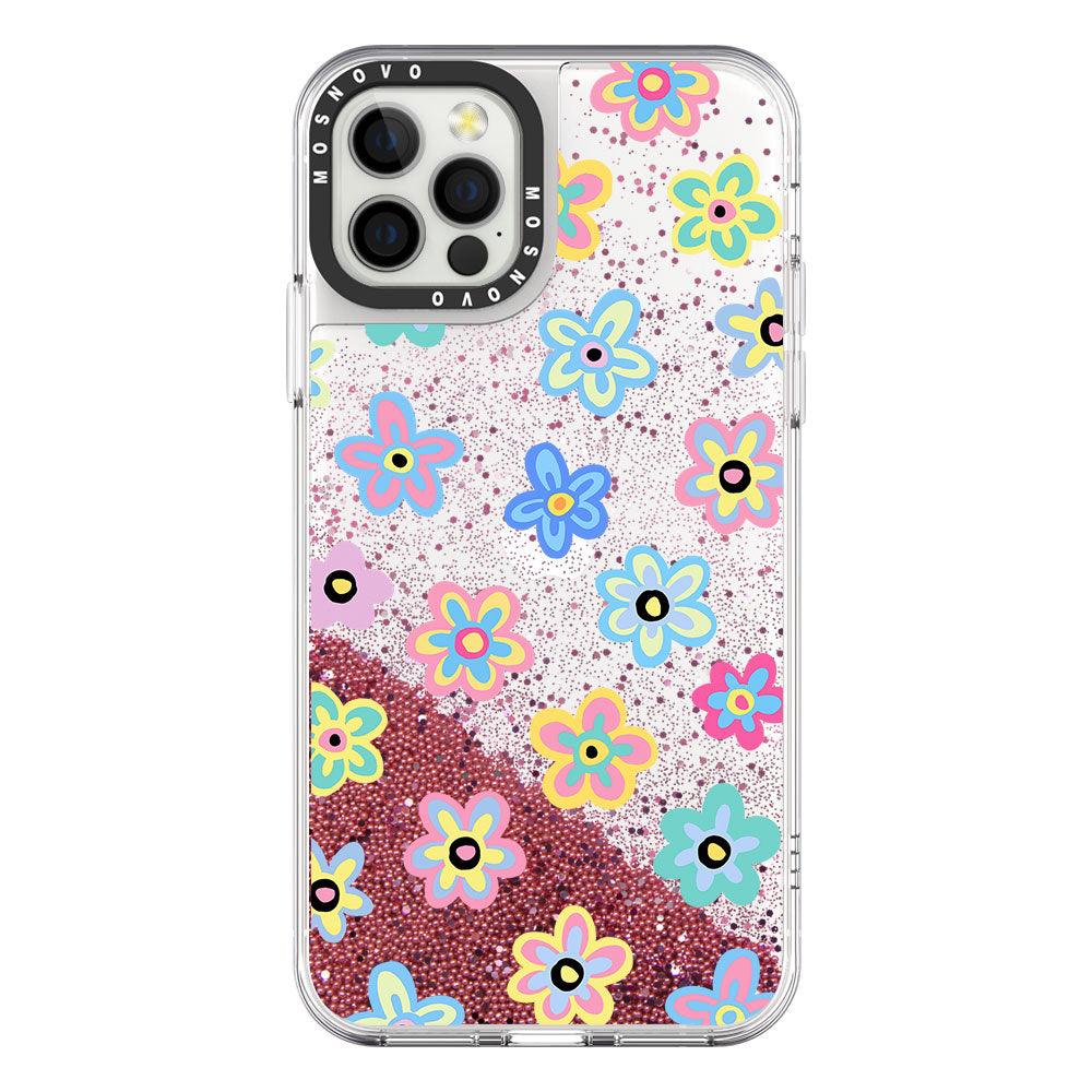 Groovy Flower Glitter Phone Case - iPhone 12 Pro Case - MOSNOVO