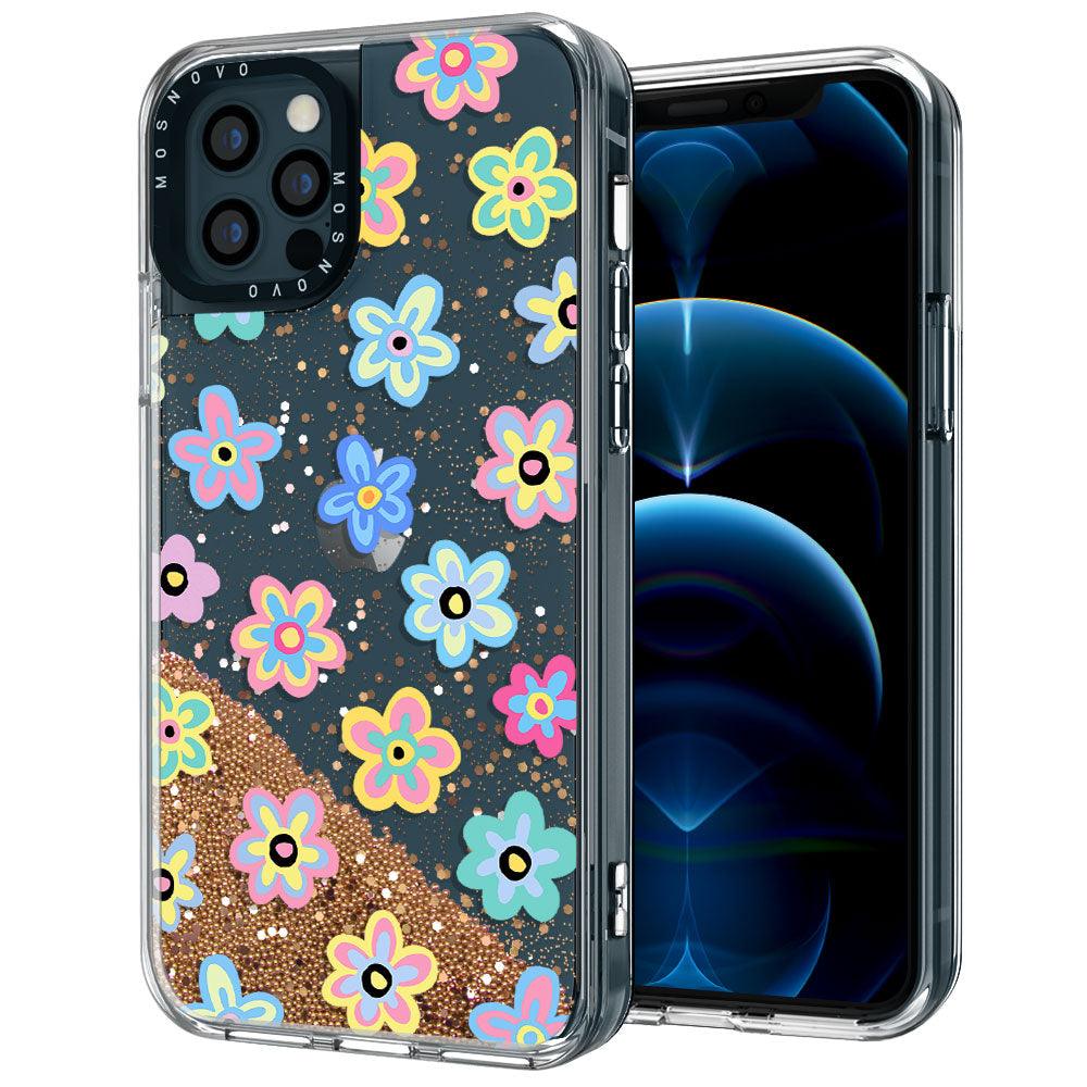 Groovy Flower Glitter Phone Case - iPhone 12 Pro Max Case - MOSNOVO