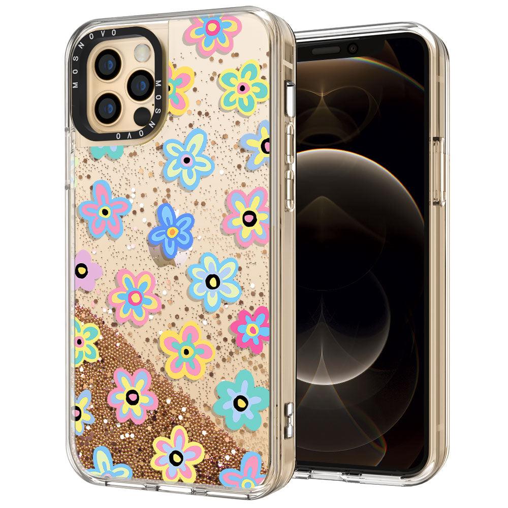 Groovy Flower Glitter Phone Case - iPhone 12 Pro Max Case - MOSNOVO