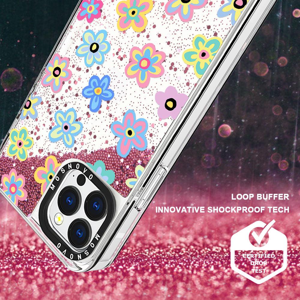 Groovy Flower Glitter Phone Case - iPhone 13 Pro Case - MOSNOVO