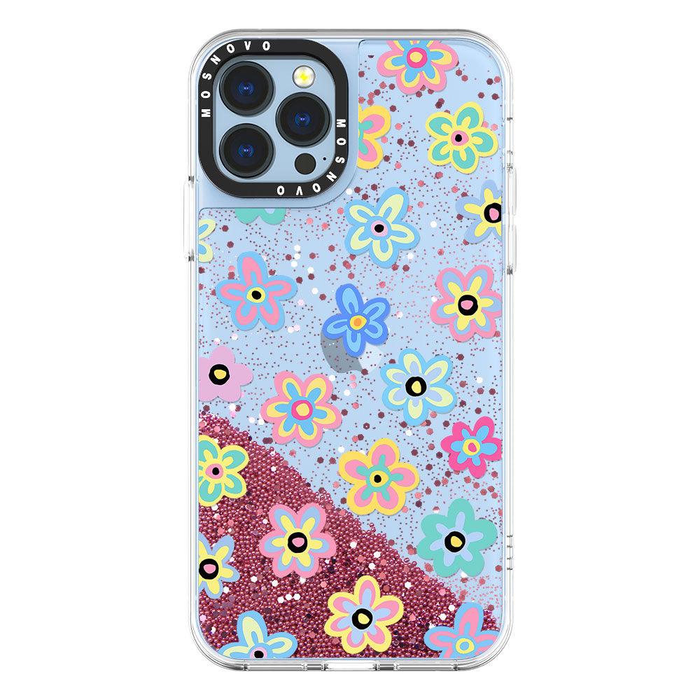 Groovy Flower Glitter Phone Case - iPhone 13 Pro Max Case - MOSNOVO