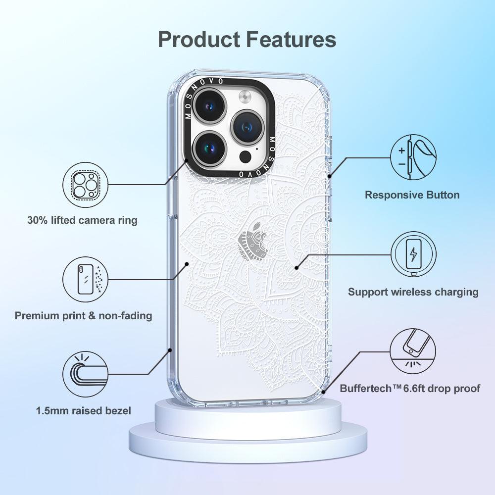 Half Mandala Phone Case - iPhone 14 Pro Case - MOSNOVO