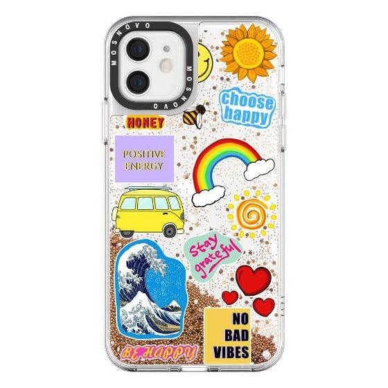 Happy Vibes Glitter Phone Case - iPhone 12 Mini Case - MOSNOVO