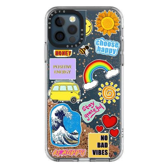 Happy Vibes Glitter Phone Case - iPhone 12 Pro Max Case - MOSNOVO