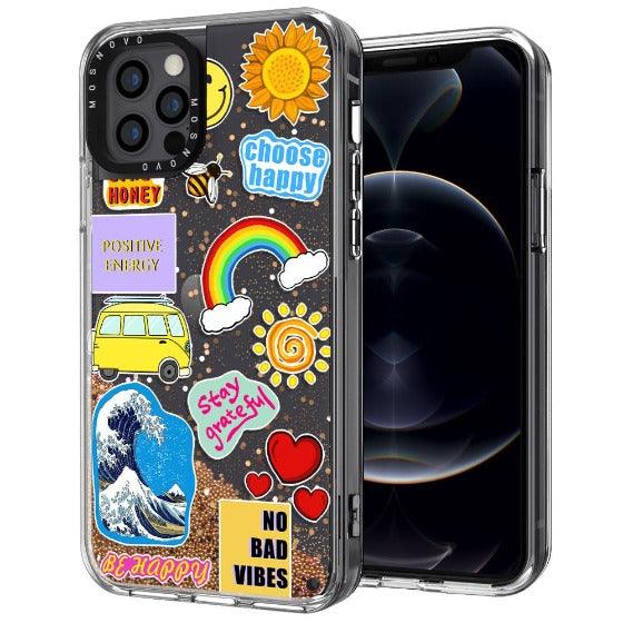 Happy Vibes Glitter Phone Case - iPhone 12 Pro Max Case - MOSNOVO
