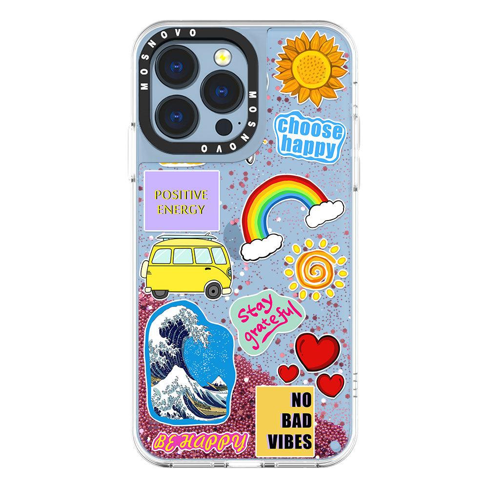 Happy Vibes Glitter Phone Case - iPhone 13 Pro Case - MOSNOVO
