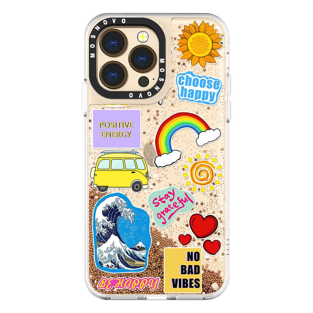 Happy Vibes Glitter Phone Case - iPhone 13 Pro Case - MOSNOVO