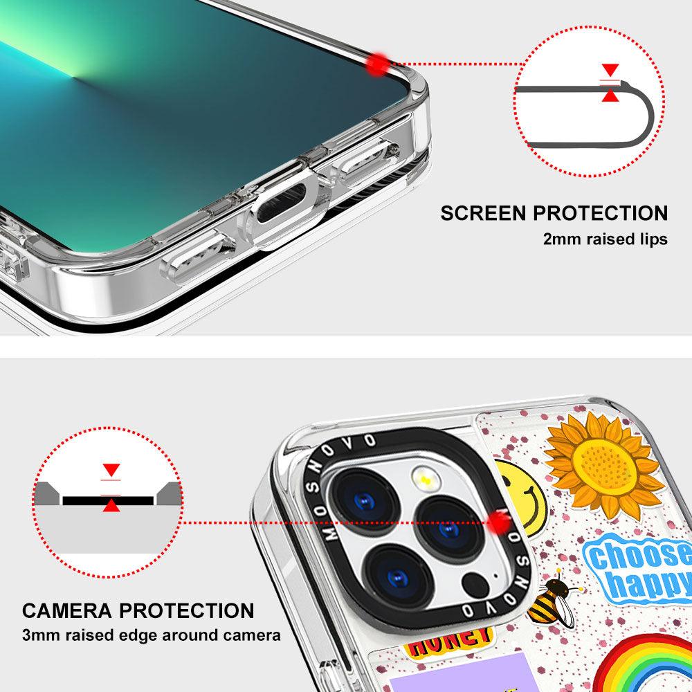 Happy Vibes Glitter Phone Case - iPhone 13 Pro Max Case - MOSNOVO