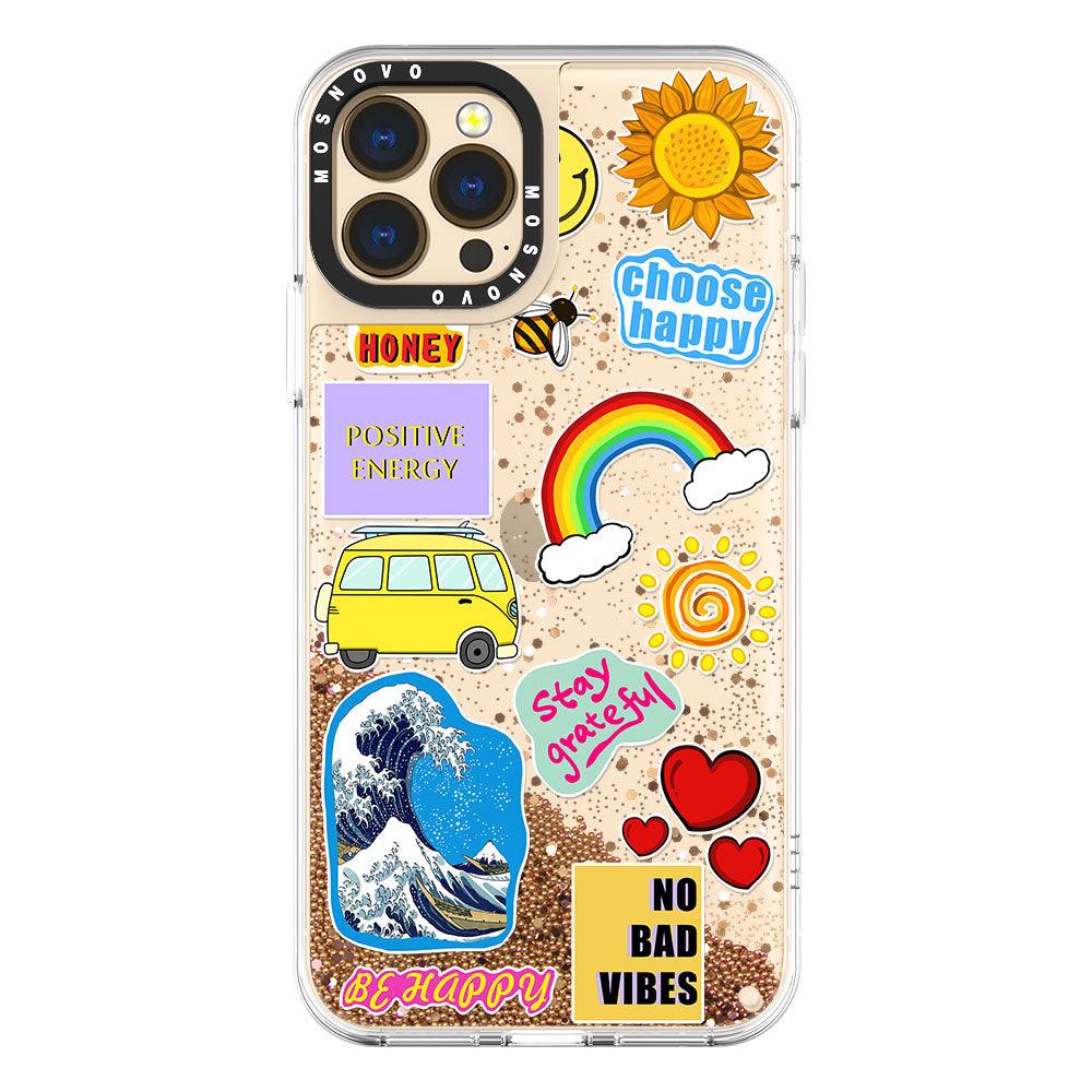 Happy Vibes Glitter Phone Case - iPhone 13 Pro Max Case - MOSNOVO