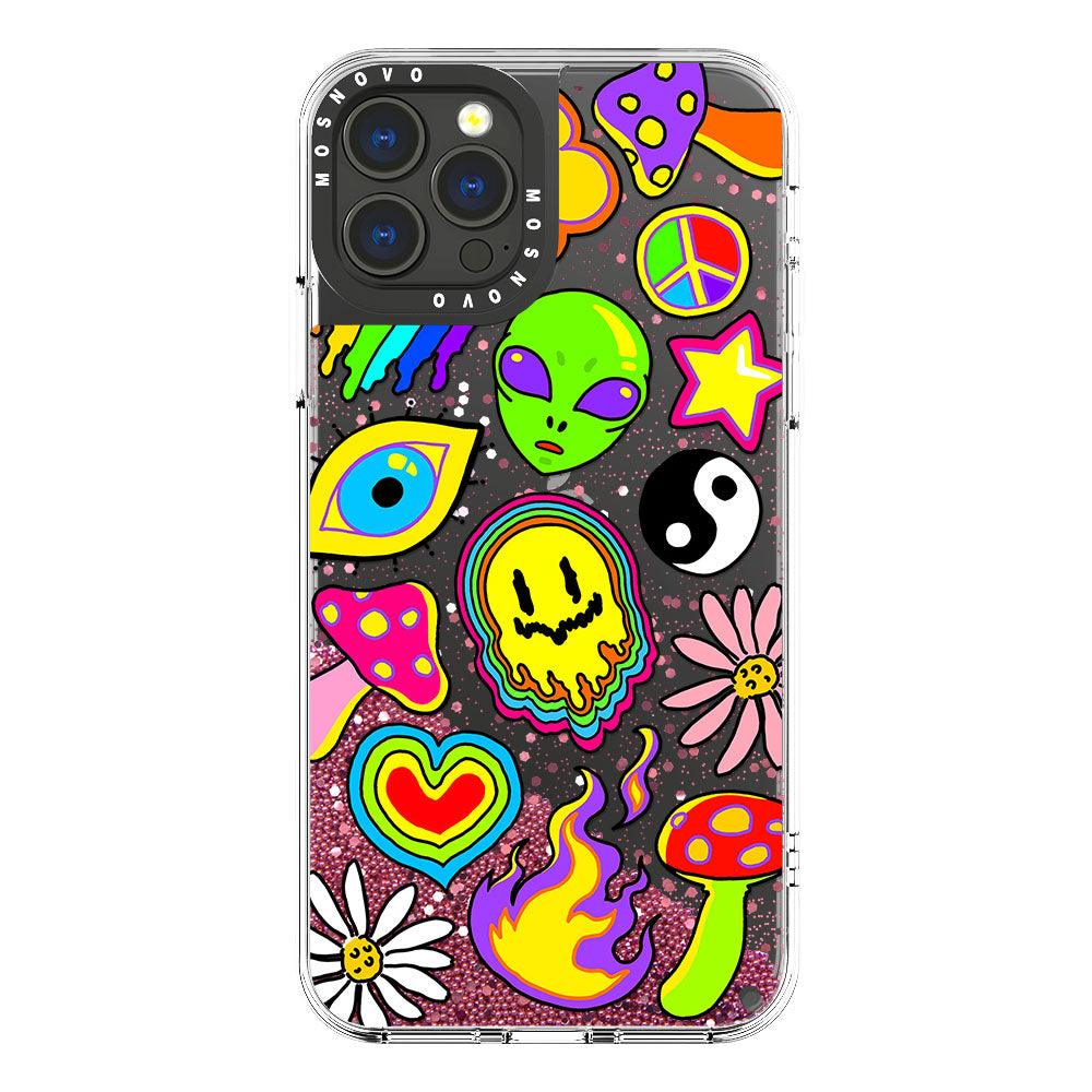 Hippie Rainbow Face Love Glitter Phone Case - iPhone 13 Pro Max Case - MOSNOVO
