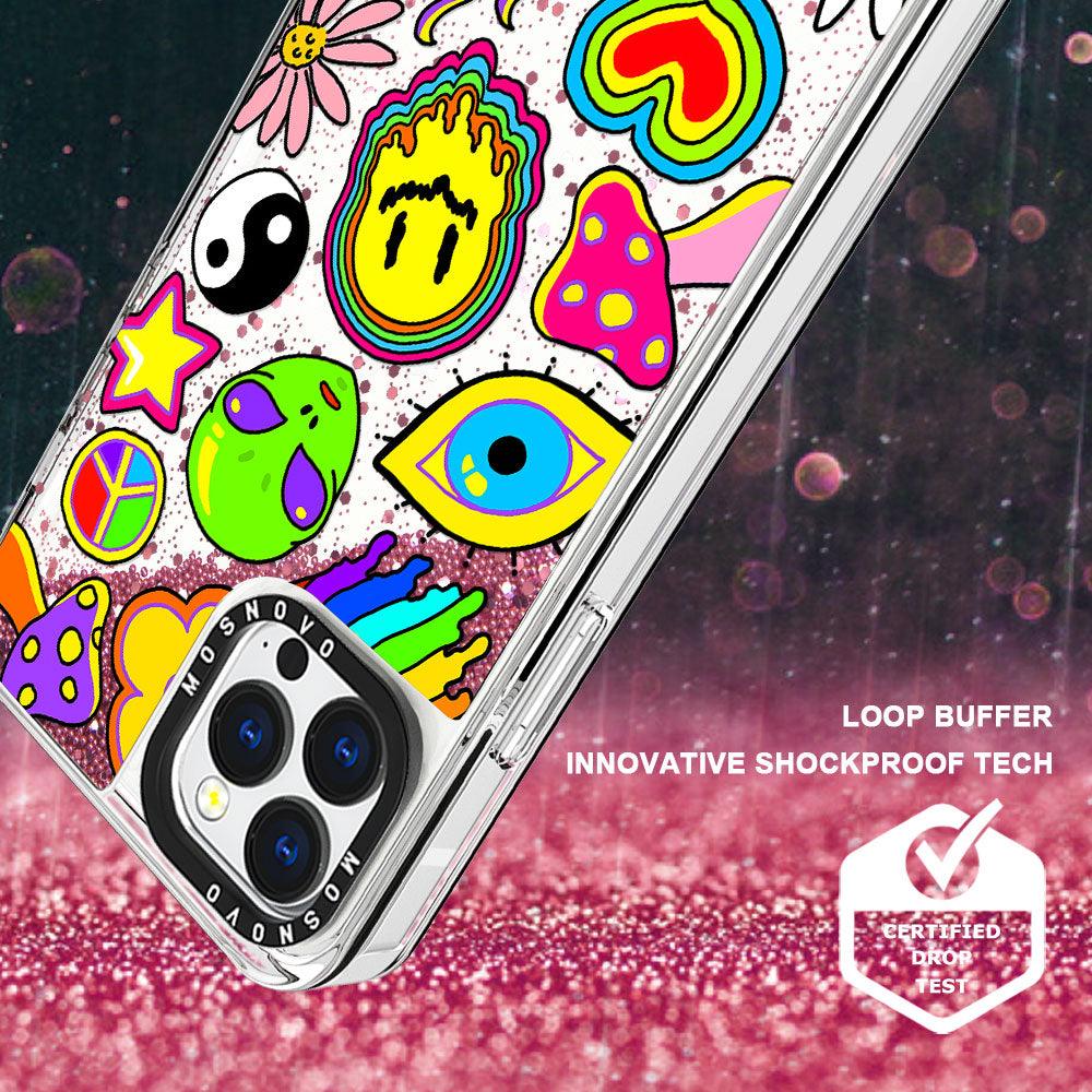 Hippie Rainbow Face Love Glitter Phone Case - iPhone 13 Pro Max Case - MOSNOVO