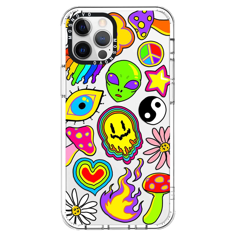 Hippie Rainbow Face Love Phone Case - iPhone 12 Pro Case - MOSNOVO