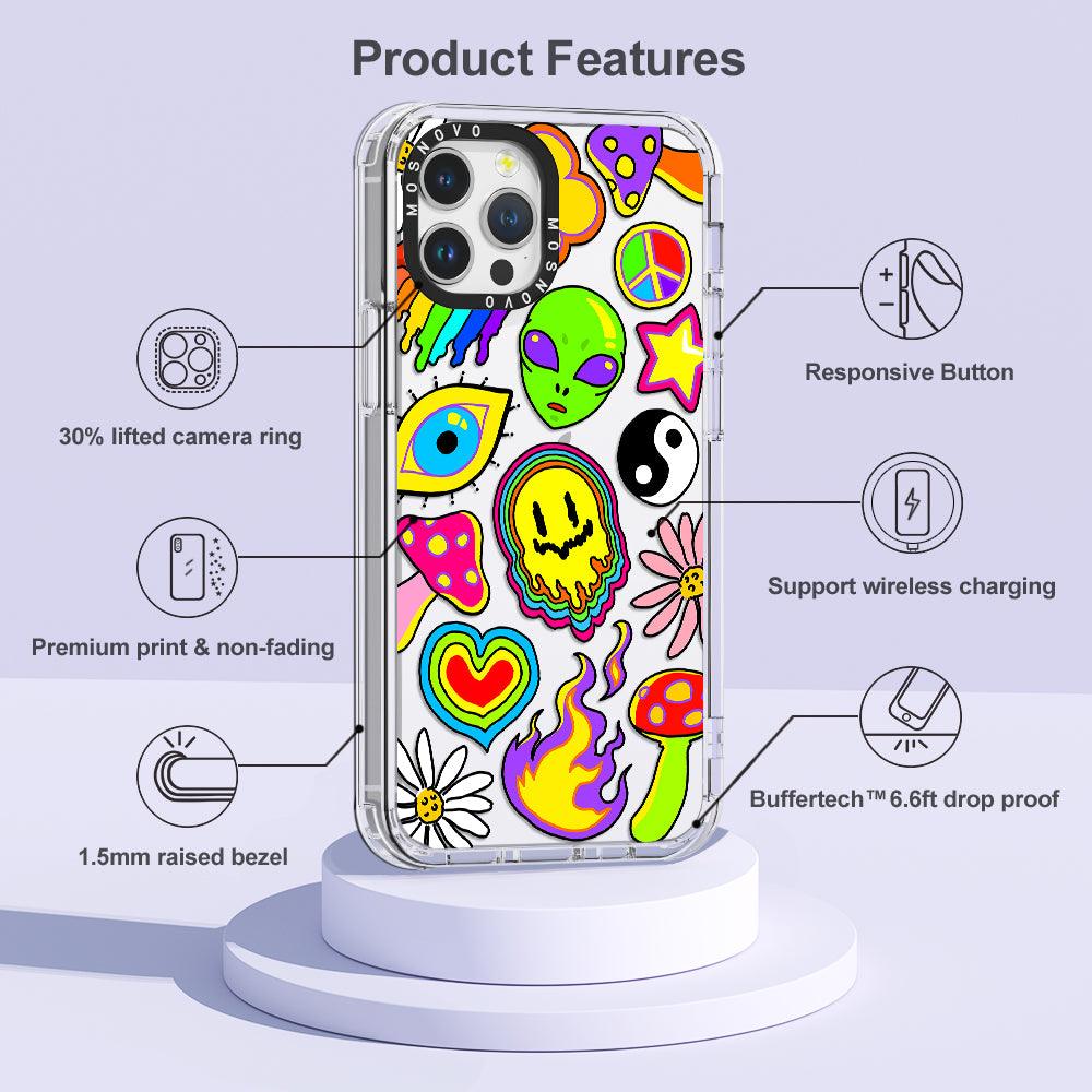 Hippie Rainbow Face Love Phone Case - iPhone 12 Pro Case - MOSNOVO