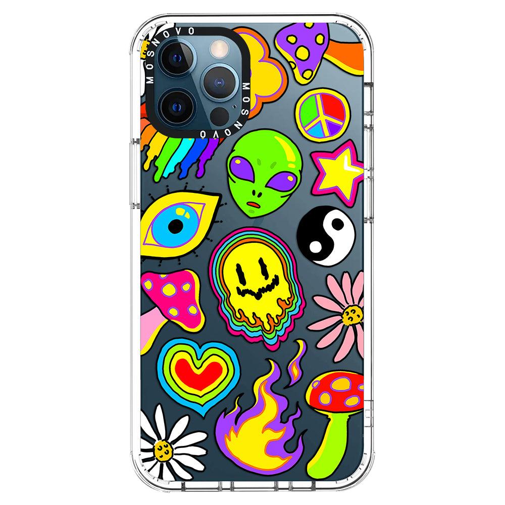 Hippie Rainbow Face Love Phone Case - iPhone 12 Pro Max Case - MOSNOVO