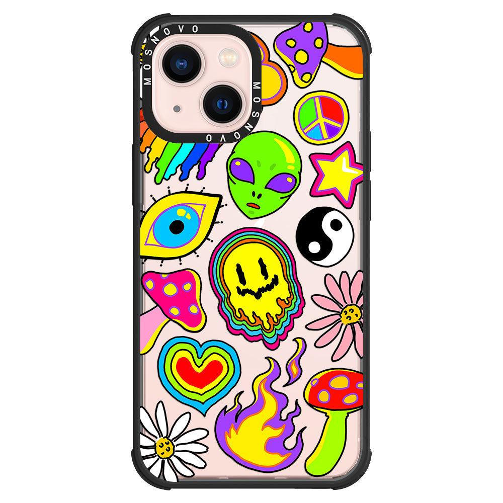 Hippie Rainbow Face Love Phone Case - iPhone 13 Case - MOSNOVO