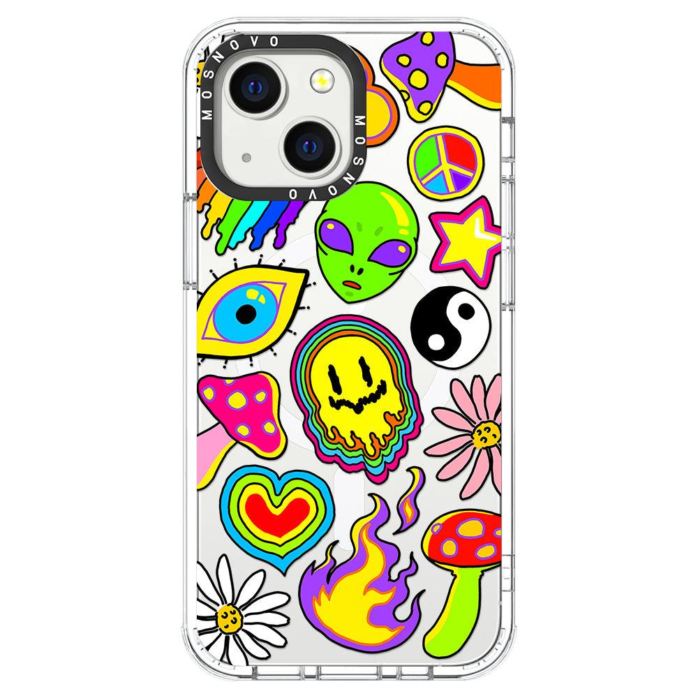 Hippie Rainbow Face Love Phone Case - iPhone 13 Case - MOSNOVO